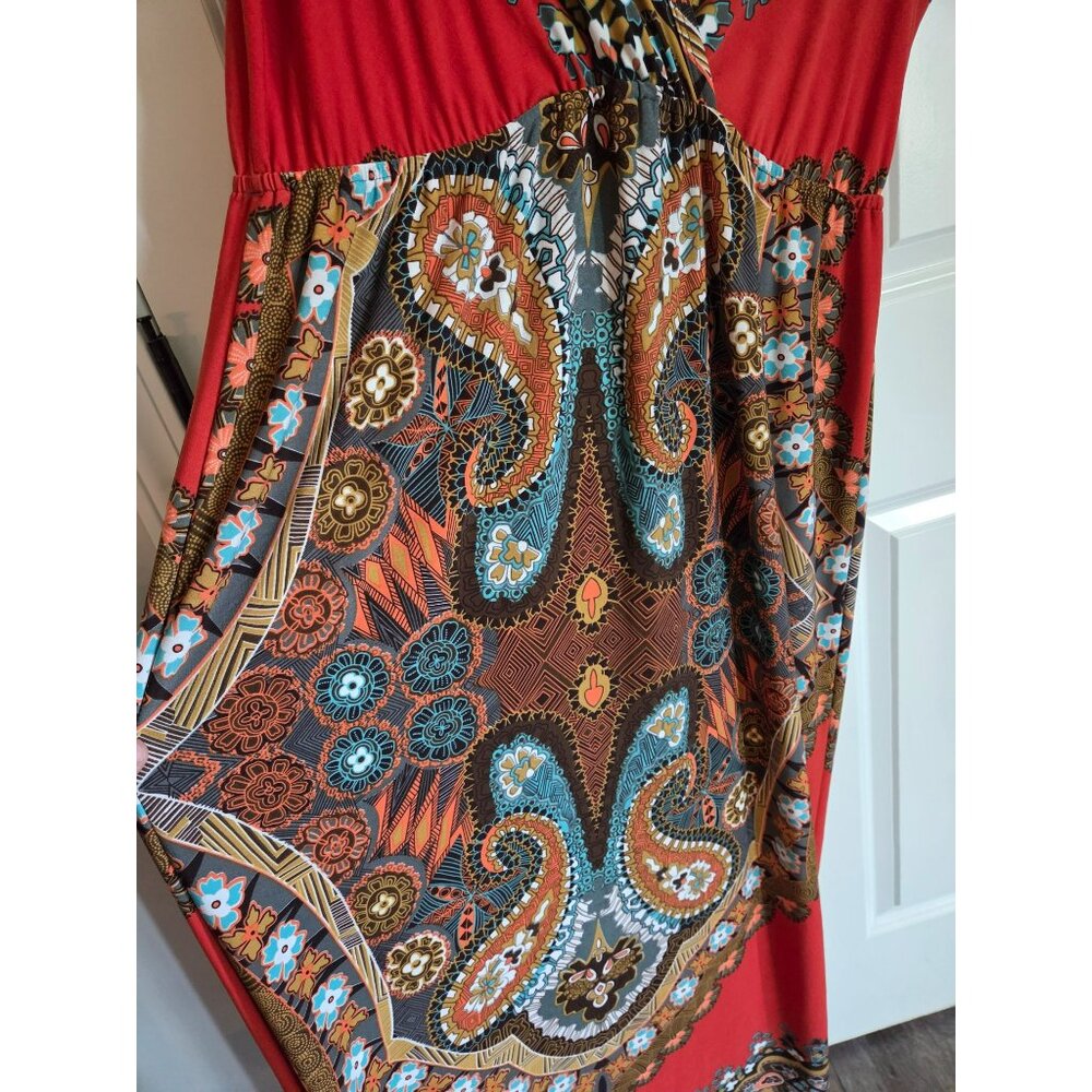 Moa Moa Women 2x plus size floor length dress orange/brown - Picture 3 of 8